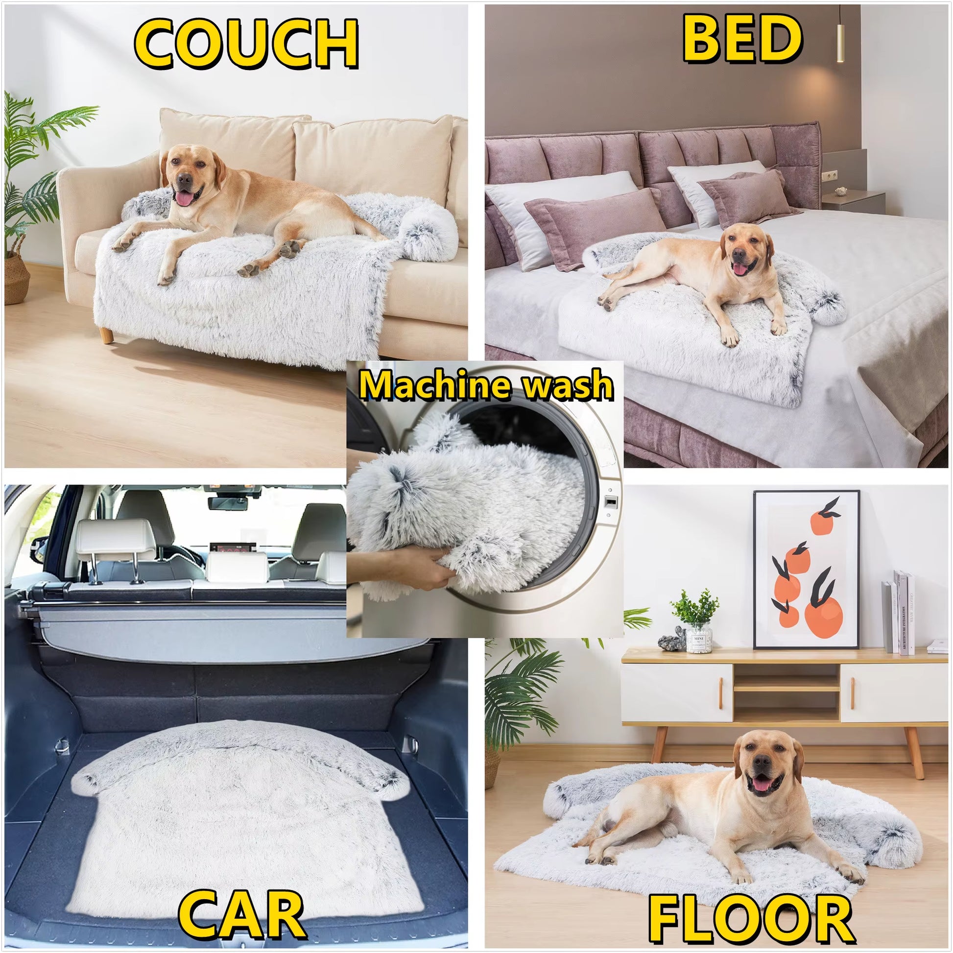Washable Pet Sofa Blanket, Calming Bed for Large Dogs, Warm Cat Bed Mat, Couches Car Floor, Furniture Protector, Winter